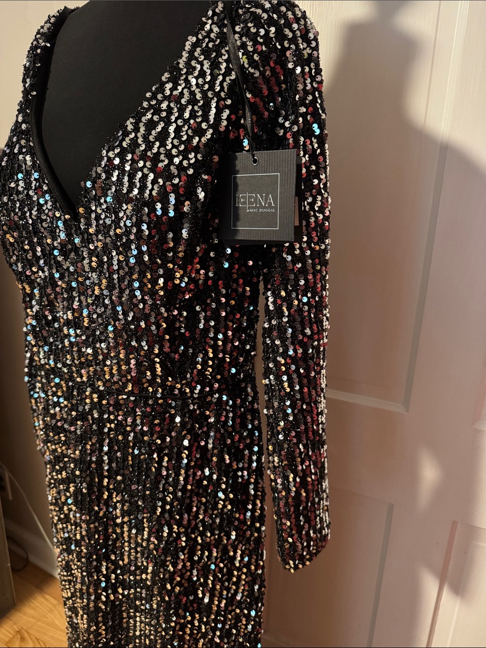 Ieena for Mac Duggal NWT Gown 26445 Sequined Long Sleeve Evening Formal Gala 10 - Picture 6 of 15